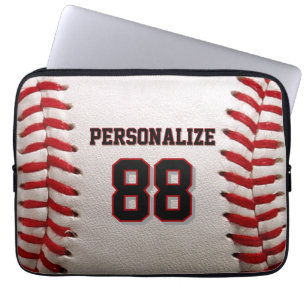 Klassieke Baseball Steek Custom Naam en Nummer Laptop Sleeve