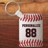 Klassieke Baseball Steek Custom Naam en Nummer Sleutelhanger (Voorkant)