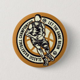 Klassieke Basketball Cup Oude School Baller Ronde Button 5,7 Cm