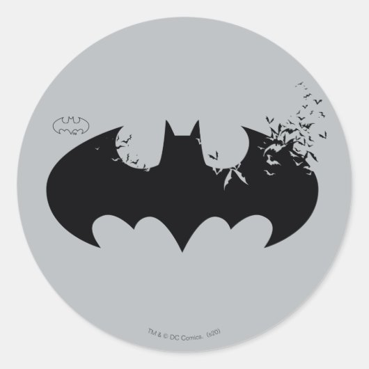 Klassieke Batman-Logo oplossing in vleermuizen Ronde Sticker (Voorkant)