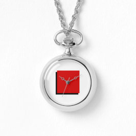 Klassieke Bauhaus Art Rode Plein Ketting Horloge