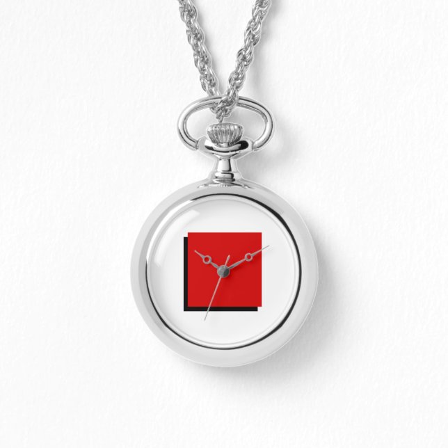 Klassieke Bauhaus Art Rode Plein Ketting Horloge (Voorkant)