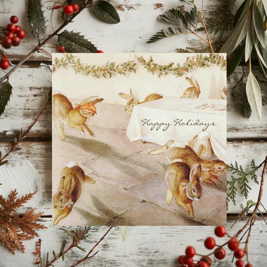 Klassieke Beatrix Potter Konijn Kerstvakantie Feestdagenkaart