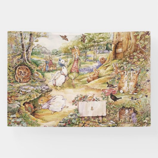 Klassieke Beatrix Potter Peter de Konijnenpartij Spandoek (Horizontaal)