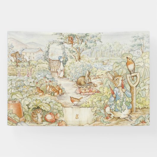 Klassieke Beatrix Potter Peter de Konijnenpartij Spandoek (Horizontaal)