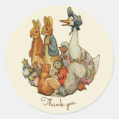 Klassieke Beatrix Potter Peter en Vrienden Ronde Sticker (Voorkant)