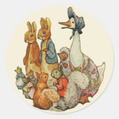 Klassieke Beatrix Potter Peter en Vrienden Ronde Sticker (Voorkant)