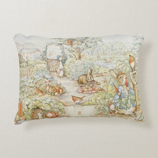Klassieke Beatrix Potter Peter het Konijn Accent Kussen (Voorkant)