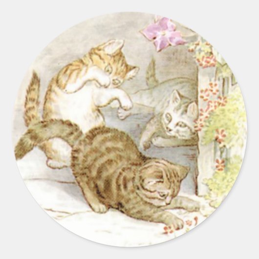 Klassieke Beatrix Potter Schattige Kitten Ronde Sticker (Voorkant)