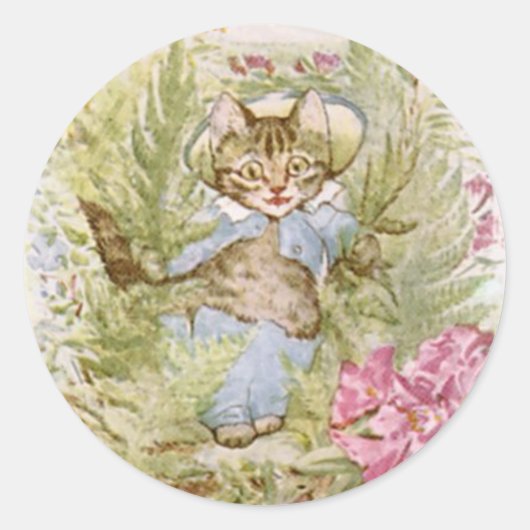 Klassieke Beatrix Potter Schattige Kitten Ronde Sticker (Voorkant)