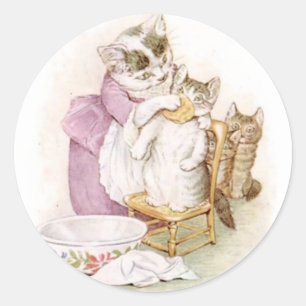 Klassieke Beatrix Potter Schattige Kitten Ronde Sticker