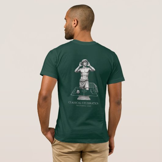 Klassieke Beeld Voetbal Viering Kunst T-shirt (Achterkant volledig)