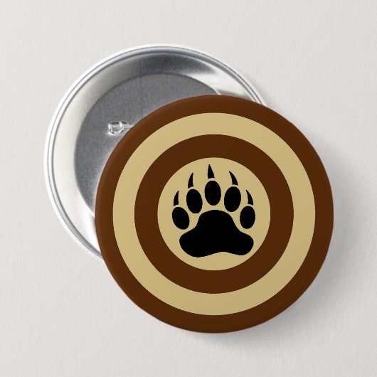 Klassieke Beer Paw in Super Hero Shield Ronde Button 7,6 Cm (Voorkant /achterkant)