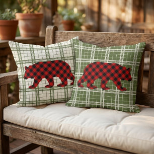 Klassieke beer rood zwart Buffalo houthakkers geru Buitenkussen