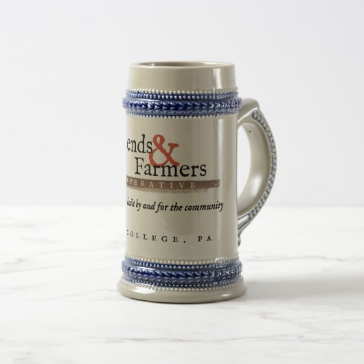 Klassieke Beer Stein in Grijs/Blauw of Wit/Goud Bierpul (Voorkant rechts)