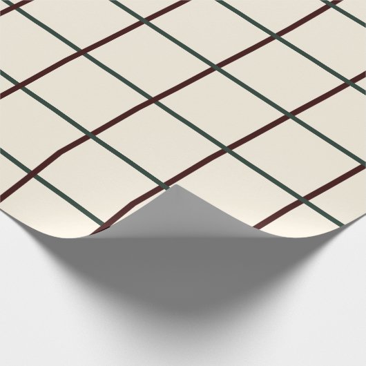 Klassieke beige Bourgogne en groene cozy lijnen Cadeaupapier (Hoek)