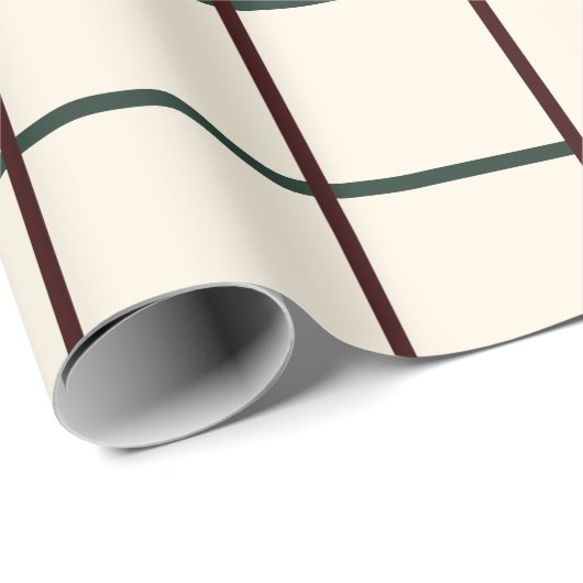 Klassieke beige Bourgogne en groene cozy lijnen Cadeaupapier (Rol Hoek)