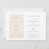 Klassieke Beige en Ivoren Bloemen Bewaar de Datum Kaart (Voorkant)