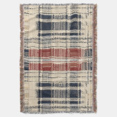 Klassieke Beige en Navy boerderij Plaid Deken (Voorkant Verticaal)