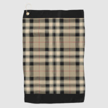 Klassieke beige en zwart geruite golfhanddoek