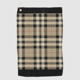 Klassieke beige en zwart geruite golfhanddoek