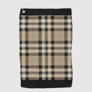 Klassieke beige en zwart geruite golfhanddoek