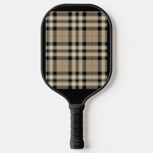 Klassieke beige en zwart geruite Pickleball Paddle (Voorkant)
