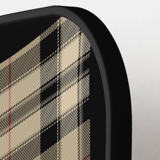 Klassieke beige en zwart geruite Pickleball Paddle (Links Detail)