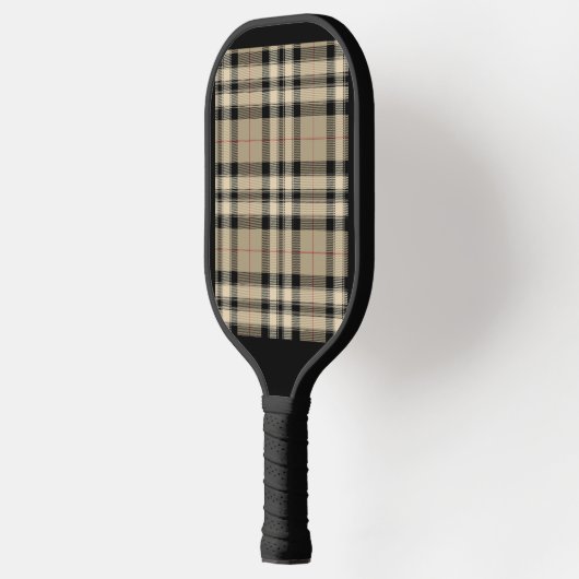 Klassieke beige en zwart geruite Pickleball Paddle (Links)