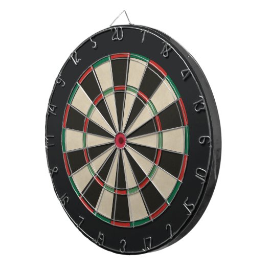 Klassieke beige en zwarte dartboard dartbord (Voorkant Rechts)