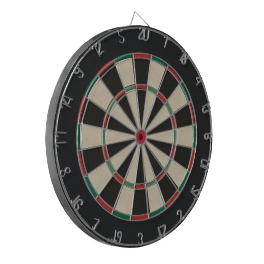 Klassieke beige en zwarte dartboard dartbord (Voorkant Links)