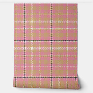 Klassieke Beige Roze Plaid Behang