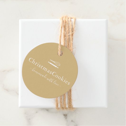Klassieke Beige Vakantie Handgemaakte Baking Gift Bedankjes Labels (In situ)