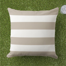 Klassieke Beige Witte Brede Horizontale Streep Buitenkussen