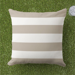 Klassieke Beige Witte Brede Horizontale Streep Buitenkussen