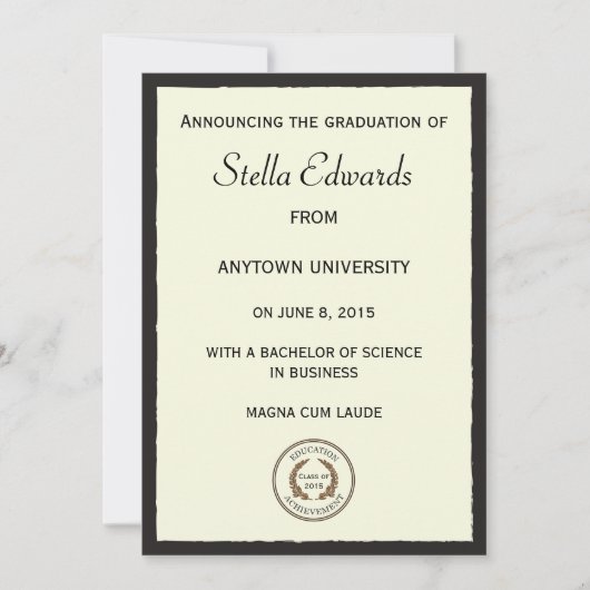 Klassieke bekendmaking Afstuderen Aankondiging (Voorkant)