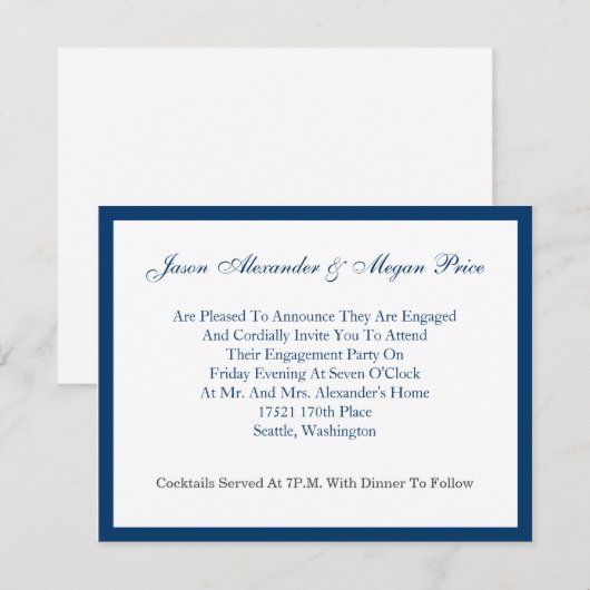 Klassieke bekendmaking Verloving Kaart (Voorkant / Achterkant)