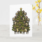 Klassieke Belted Galloway Kerstboom Kaart (Gele Bloem)