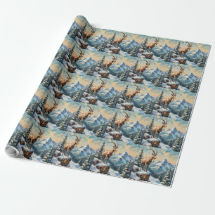 Klassieke berggeit op Bevroren Kerst Ridge Cadeaupapier