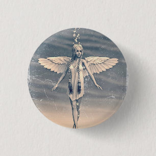 Klassieke Beschermengel Regenboog Kunst Ronde Button 3,2 Cm