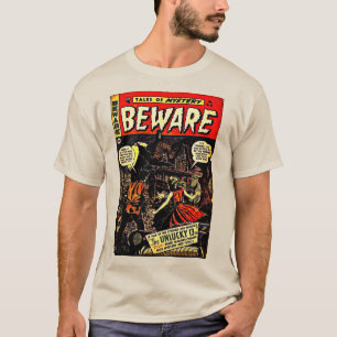 Klassieke "BEWARE" Fantasy Comics T-Shirt