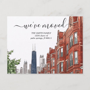 Klassieke bewegingsaankondiging van de Chicago-sky Briefkaart