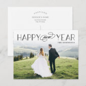 Klassieke bewerkbare kleur nieuwjaarskaart met hea feestdagenkaart (Voorkant / Achterkant)