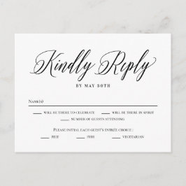 Klassieke bewerkbare kleur RSVP-antwoordkaart voor Briefkaart