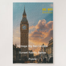 Klassieke Big Ben Londen Zonsondergang Familie Leg