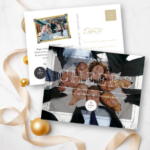 Klassieke Big Cheers Corporate Moderne Photo Busin Feestdagenkaart