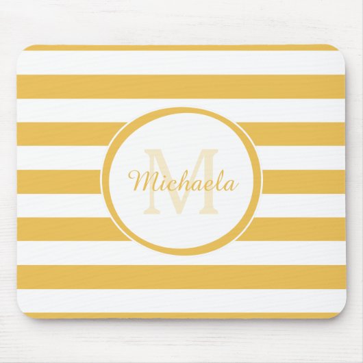 Klassieke Big Stripes Rich Yellow Monogramname Nam Muismat (Voorkant)