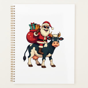 Klassieke Bigfoot Kerstman Cow Riding Kerst Grappi Planner