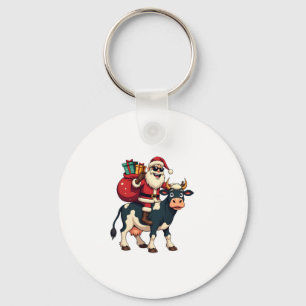 Klassieke Bigfoot Kerstman Rid Cow Kerst Grappig F Sleutelhanger