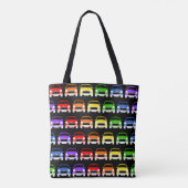 Klassieke bijtende minikaart regenboog tote bag (Achterkant)